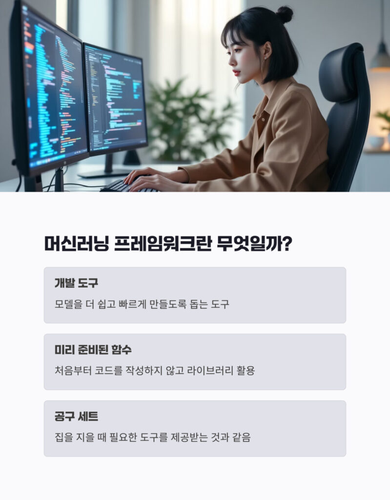 열심히 코딩중인 여성 개발자