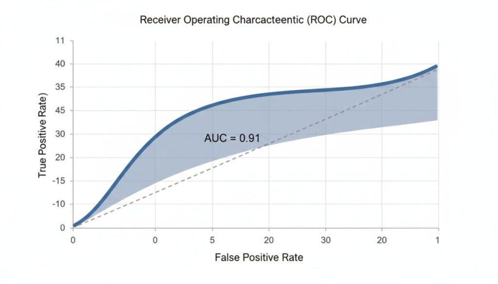 인공지능 분류 모델의 성능을 시각적으로 나타내는 ROC 곡선 그래프