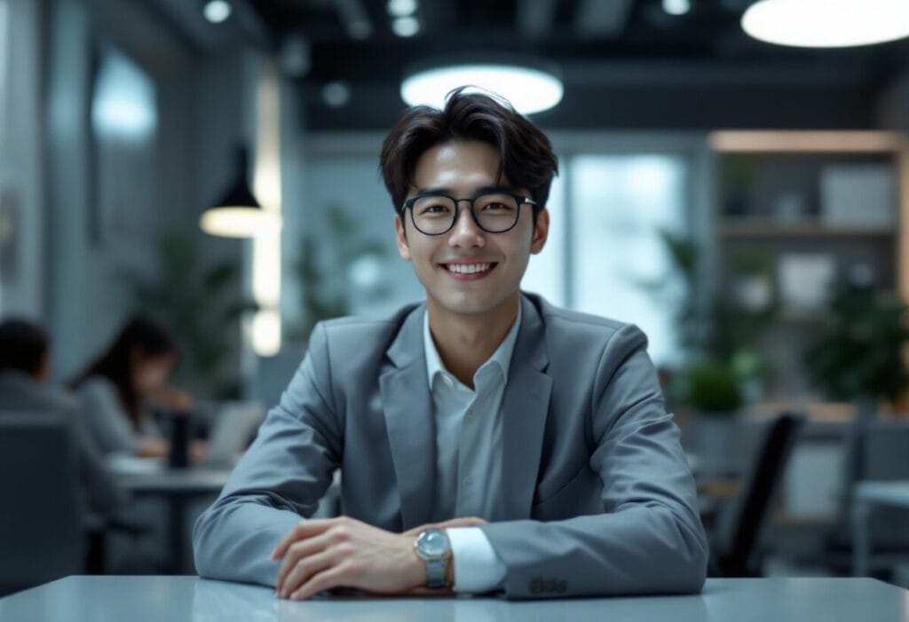 웃고있는 남자교수님 모습